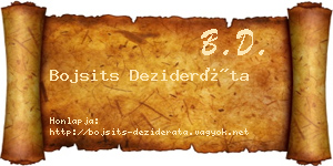 Bojsits Dezideráta névjegykártya